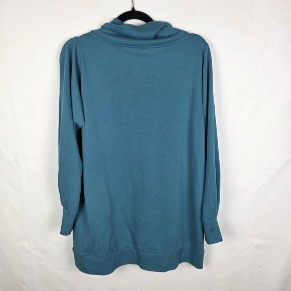 Soft Surroundings Winifred Pullover Blue French Terry Sweater Tunic Top Size Med - Picture 2 of 7